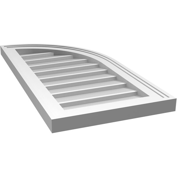 Ekena Millwork Quarter Round Top Right Surface Mount PVC Gable Vent w/ 2"W x 1-1/2"P Brickmould Frame, 14"W x 28"H - GVPQR14X2802SN