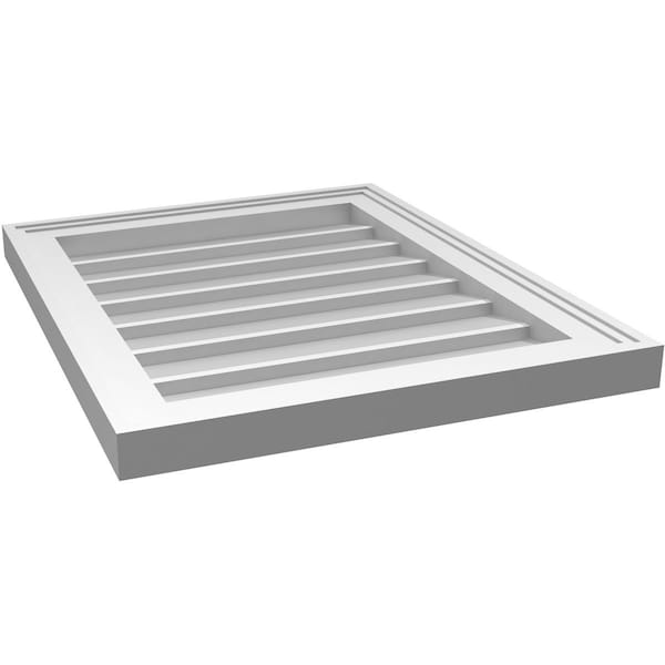 Ekena Millwork Vertical Surface Mount PVC Gable Vnt: Non-Functional, w/2"W x 1-1/2"H, Brickmould Frame, 18"W x 22"H - GVPVE18X2202SN