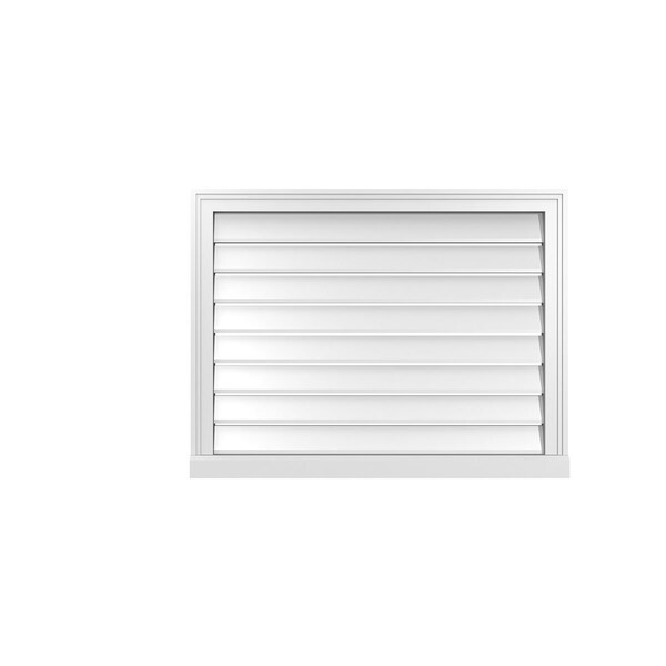Ekena Millwork Vertical Surface Mount PVC Gable Vent: Functional, w/ 2"W x 2"P Brickmould Sill Frame, 34"W x 26"H - GVPVE34X2603SF