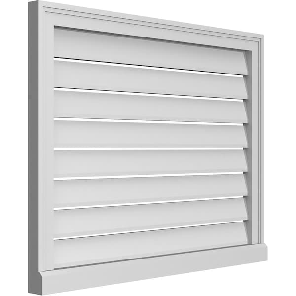 Ekena Millwork Vertical Surface Mount PVC Gable Vent: Functional, w/ 2"W x 2"P Brickmould Sill Frame, 34"W x 26"H - GVPVE34X2603SF
