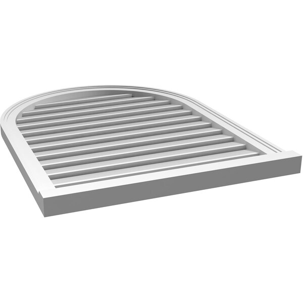 Ekena Millwork Round Top Surface Mount PVC Gable Vent: Functional, w/ 2"W x 2"P Brickmould Sill Frame, 28"W x 36"H - GVPRT28X3603SF