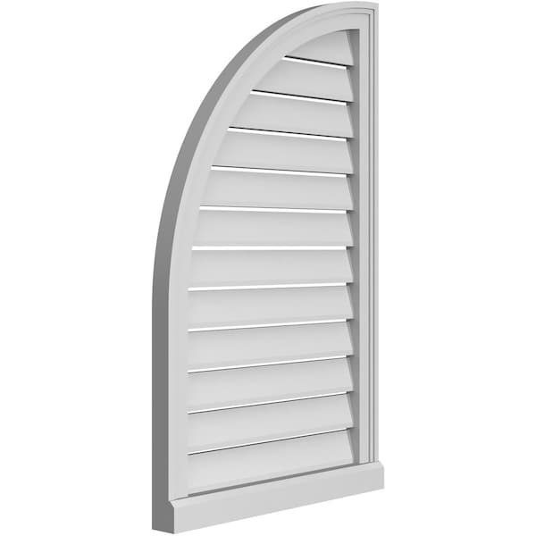 Ekena Millwork Quarter Round Top Left Surface Mount PVC Gable Vent w/ 2"W x 2"P Brickmould Sill Frame, 22"W x 36"H - GVPQL22X3603SF
