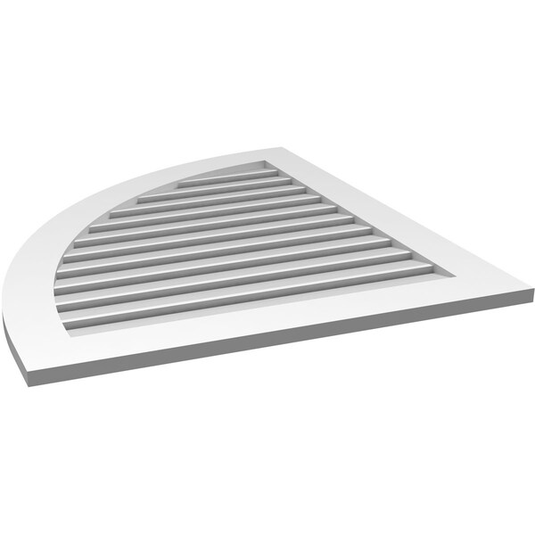 Ekena Millwork Quarter Round Top Left Surface Mount PVC Gable Vent w/ 3-1/2"W x 1"P Standard Frame, 34"W x 38"H - GVPQL34X3801SF