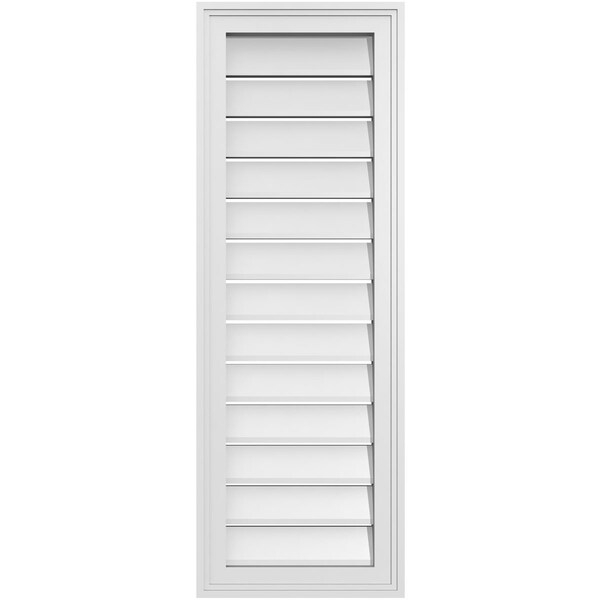 Ekena Millwork Vertical Surface Mount PVC Gable Vent: Functional, w/ 2"W x 1-1/2"P Brickmould Frame, 14"W x 40"H - GVPVE14X4002SF