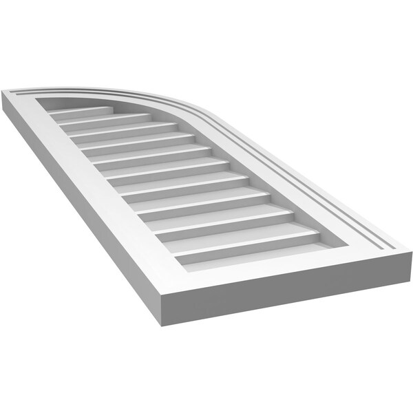 Ekena Millwork Quarter Round Top Right Surface Mount PVC Gable Vent w/ 2"W x 1-1/2"P Brickmould Frame, 12"W x 34"H - GVPQR12X3402SN