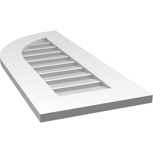 Ekena Millwork Quarter Round Top Left Surface Mount PVC Gable Vent w/ 3-1/2"W x 1"P Standard Frame, 14"W x 32"H - GVPQL14X3201SN