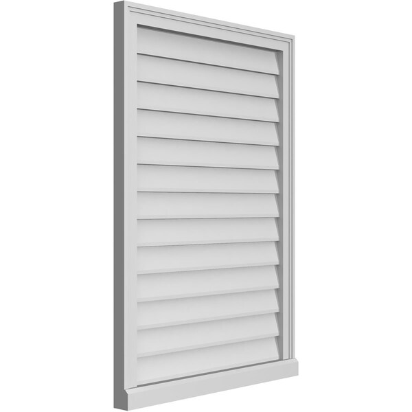 Ekena Millwork Vertical Surface Mount PVC Gable Vent w/ 2"W x 2"H , Brickmould Sill Frame, 28"W x 40"H - GVPVE28X4003SN