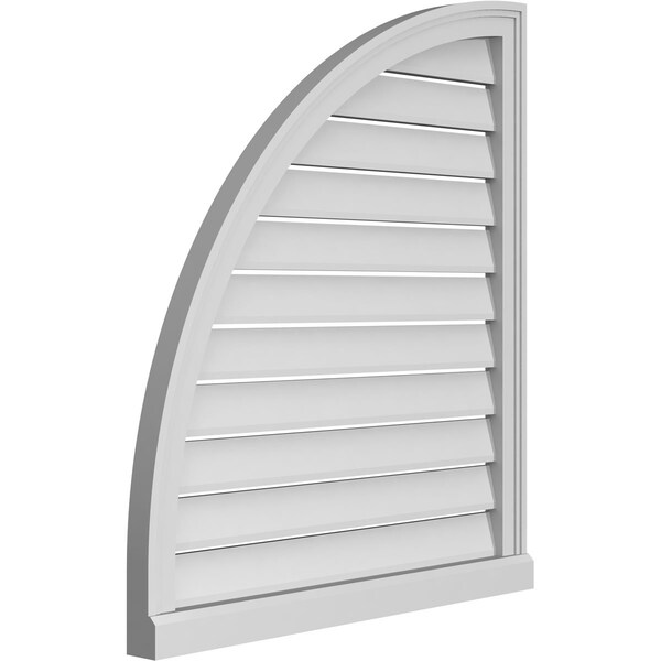Ekena Millwork Quarter Round Top Left Surface Mount PVC Gable Vent w/ 2"W x 2"P Brickmould Sill Frame, 30"W x 34"H - GVPQL30X3403SF