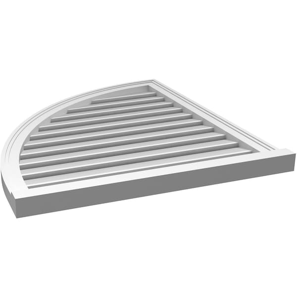 Ekena Millwork Quarter Round Top Left Surface Mount PVC Gable Vent w/ 2"W x 2"P Brickmould Sill Frame, 30"W x 34"H - GVPQL30X3403SF