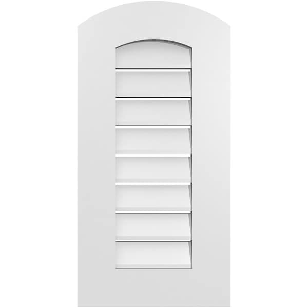 Ekena Millwork Arch Top Surface Mount PVC Gable Vent: Non-Functional, w/ 3-1/2"W x 1"P Standard Frame, 14"W x 26"H - GVPAR14X2601SN