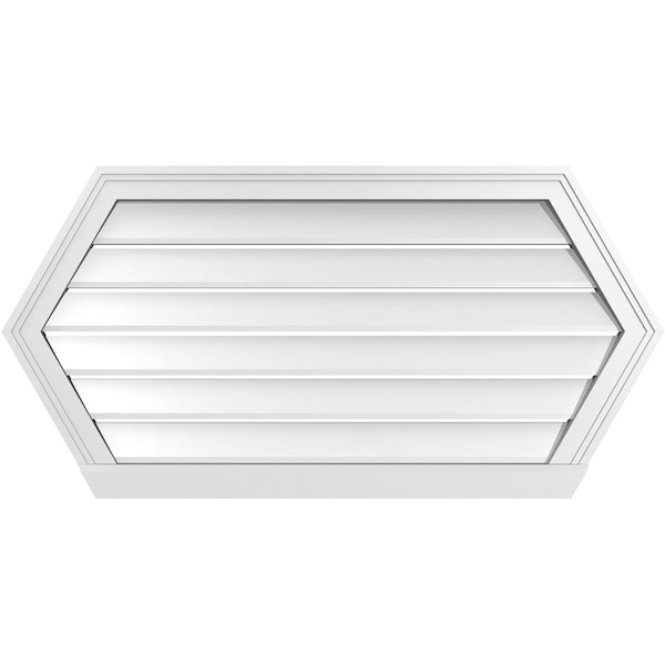 Ekena Millwork Half Round Surface Mount PVC Gable Vent: Functional, w/ 2"W x 2"P Brickmould Sill Frame, 40"W x 20"H - GVPHR40X2003SF