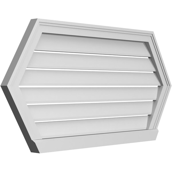 Ekena Millwork Half Round Surface Mount PVC Gable Vent: Functional, w/ 2"W x 2"P Brickmould Sill Frame, 40"W x 20"H - GVPHR40X2003SF