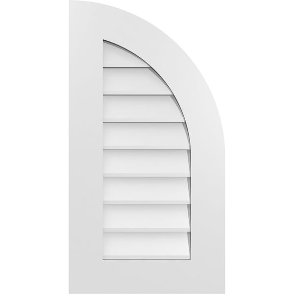 Ekena Millwork Quarter Round Top Right Surface Mount PVC Gable Vent w/ 3-1/2"W x 1"P Standard Frame, 16"W x 30"H - GVPQR16X3001SN