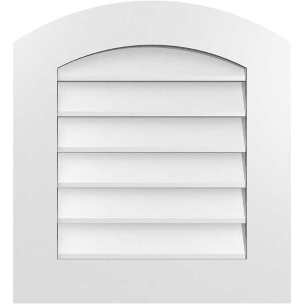 Ekena Millwork Arch Top Surface Mount PVC Gable Vent: Functional, w/ 3-1/2"W x 1"P Standard Frame, 22"W x 24"H - GVPAR22X2401SF