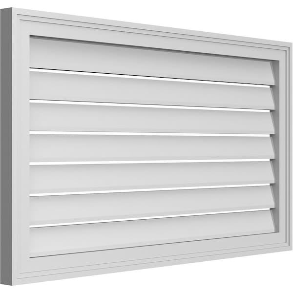 Ekena Millwork Vertical Surface Mount PVC Gable Vent: Functional, w/ 2"W x 1-1/2"P Brickmould Frame, 38"W x 22"H - GVPVE38X2202SF