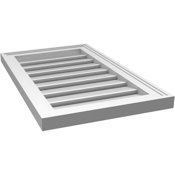 Ekena Millwork Vertical Surface Mount PVC Gable Vent: Functional, w/ 2"W x 1-1/2"P Brickmould Frame, 16"W x 26"H - GVPVE16X2602SF