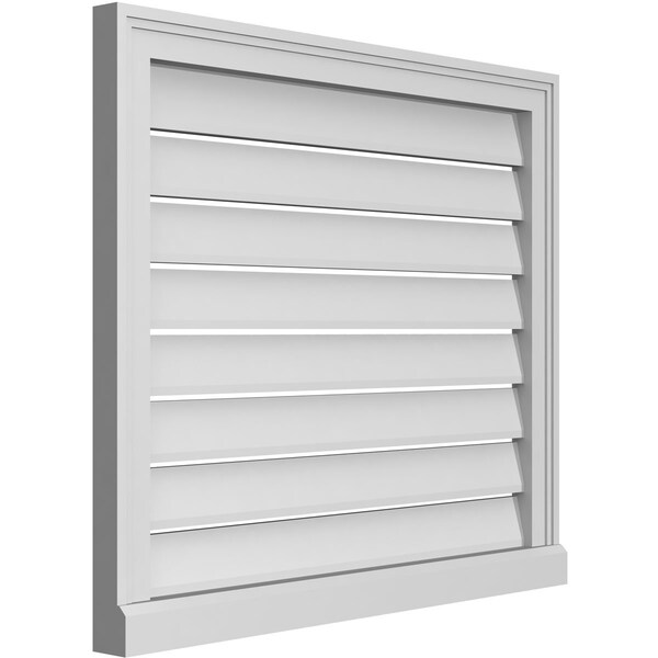 Ekena Millwork Vertical Surface Mount PVC Gable Vent: Functional, w/ 2"W x 2"P Brickmould Sill Frame, 30"W x 26"H - GVPVE30X2603SF
