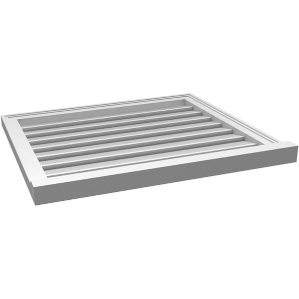 Ekena Millwork Vertical Surface Mount PVC Gable Vent: Functional, w/ 2"W x 2"P Brickmould Sill Frame, 30"W x 26"H - GVPVE30X2603SF