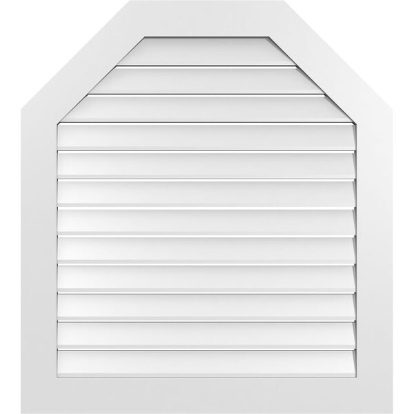 Ekena Millwork Octagonal Top Surface Mount PVC Gable Vent: Functional, w/ 3-1/2"W x 1"P Standard Frame, 36"W x 40"H - GVPOT36X4001SF