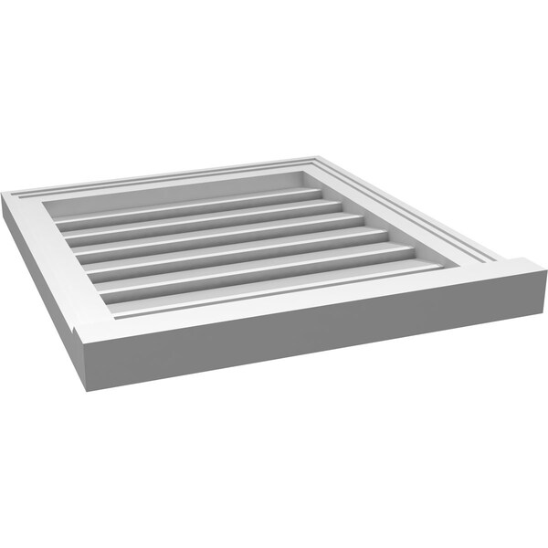 Ekena Millwork Vertical Surface Mount PVC Gable Vent: Functional, w/ 2"W x 2"P Brickmould Sill Frame, 20"W x 22"H - GVPVE20X2203SF