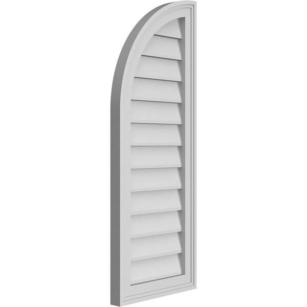 Ekena Millwork Quarter Round Top Left Surface Mount PVC Gable Vent w/ 2"W x 1-1/2"P Brickmould Frame, 14"W x 36"H - GVPQL14X3602SN