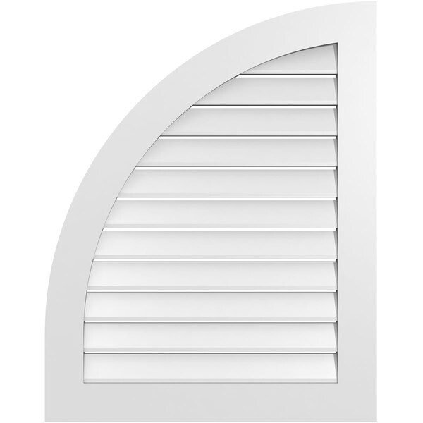 Ekena Millwork Quarter Round Top Left Surface Mount PVC Gable Vent w/ 3-1/2"W x 1"P Standard Frame, 30"W x 38"H - GVPQL30X3801SF
