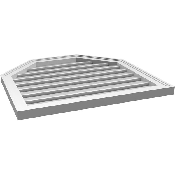 Ekena Millwork Octagonal Top Surface Mount PVC Gable Vent w/ 2"W x 1-1/2"P Brickmould Frame, 28"W x 26"H - GVPOT28X2602SF