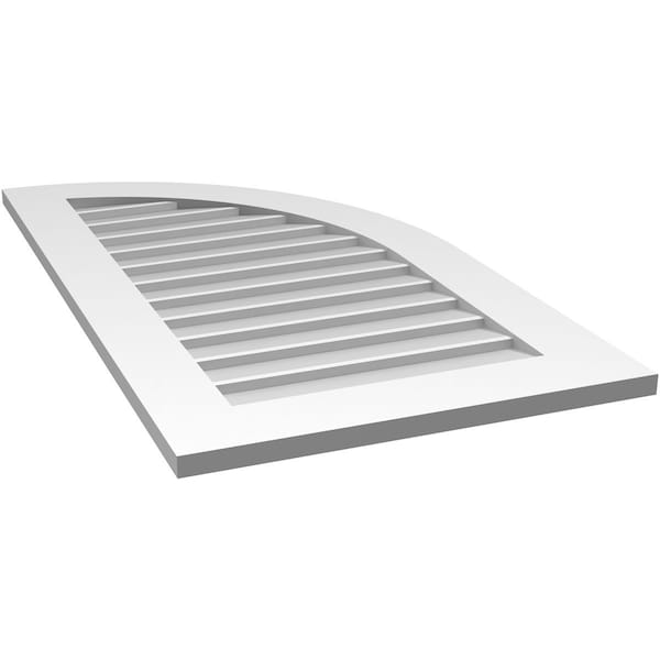 Ekena Millwork Quarter Round Top Right Surface Mount PVC Gable Vent w/ 3-1/2"W x 1"P Standard Frame, 22"W x 40"H - GVPQR22X4001SN
