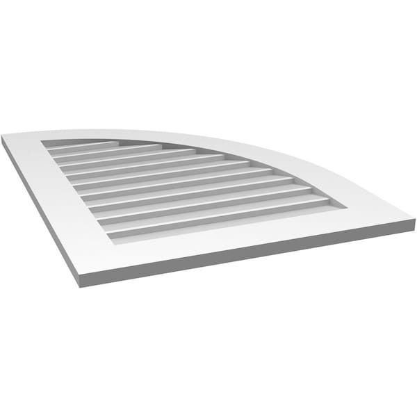 Ekena Millwork Quarter Round Top Right Surface Mount PVC Gable Vent w/ 3-1/2"W x 1"P Standard Frame, 26"W x 34"H - GVPQR26X3401SN