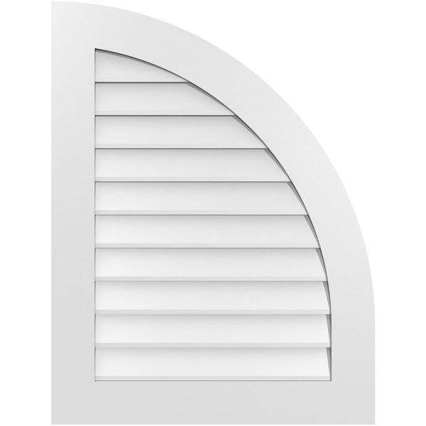 Ekena Millwork Quarter Round Top Right Surface Mount PVC Gable Vent w/ 3-1/2"W x 1"P Standard Frame, 26"W x 34"H - GVPQR26X3401SN