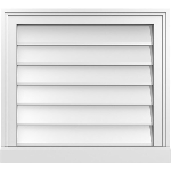 Ekena Millwork Vertical Surface Mount PVC Gable Vent w/ 2"W x 2"H , Brickmould Sill Frame, 22"W x 20"H - GVPVE22X2003SN