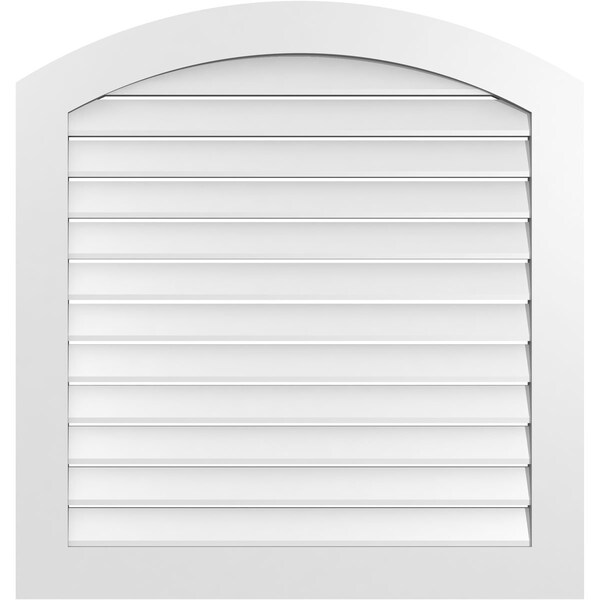 Ekena Millwork Arch Top Surface Mount PVC Gable Vent: Non-Functional, w/ 3-1/2"W x 1"P Standard Frame, 38"W x 38"H - GVPAR38X3801SN