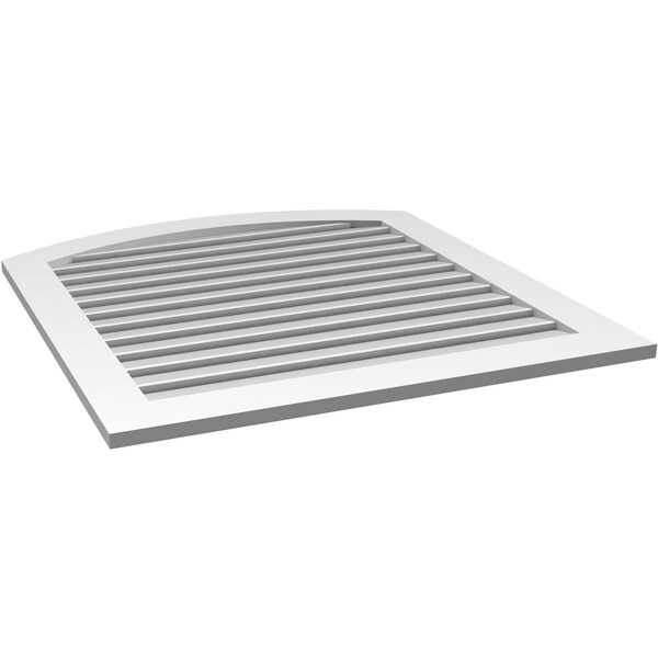 Ekena Millwork Arch Top Surface Mount PVC Gable Vent: Non-Functional, w/ 3-1/2"W x 1"P Standard Frame, 38"W x 38"H - GVPAR38X3801SN