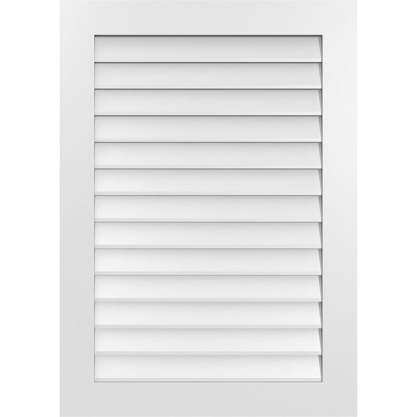Ekena Millwork Vertical Surface Mount PVC Gable Vent: Non-Functional, w/3-1/2"W x 1"H, Standard Frame, 30"W x 42"H - GVPVE30X4201SN