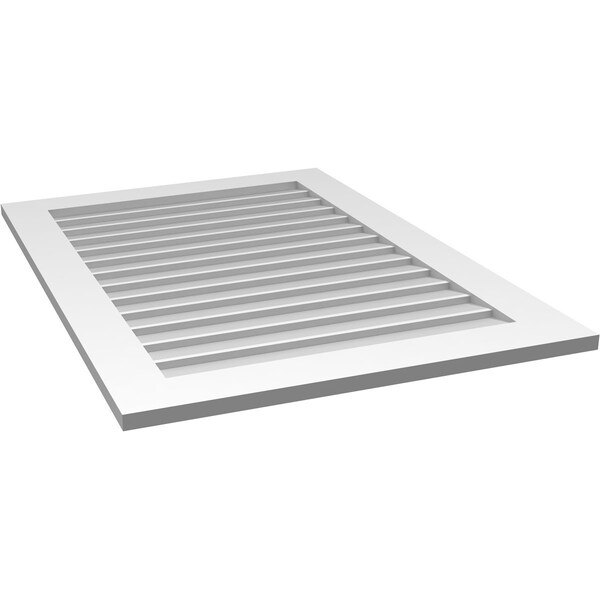 Ekena Millwork Vertical Surface Mount PVC Gable Vent: Non-Functional, w/3-1/2"W x 1"H, Standard Frame, 30"W x 42"H - GVPVE30X4201SN