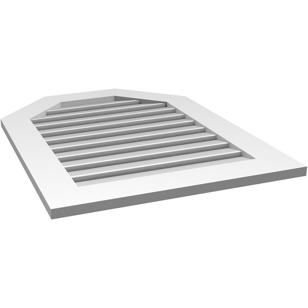 Ekena Millwork Octagonal Top Surface Mount PVC Gable Vent: Functional, w/ 3-1/2"W x 1"P Standard Frame, 26"W x 34"H - GVPOT26X3401SF
