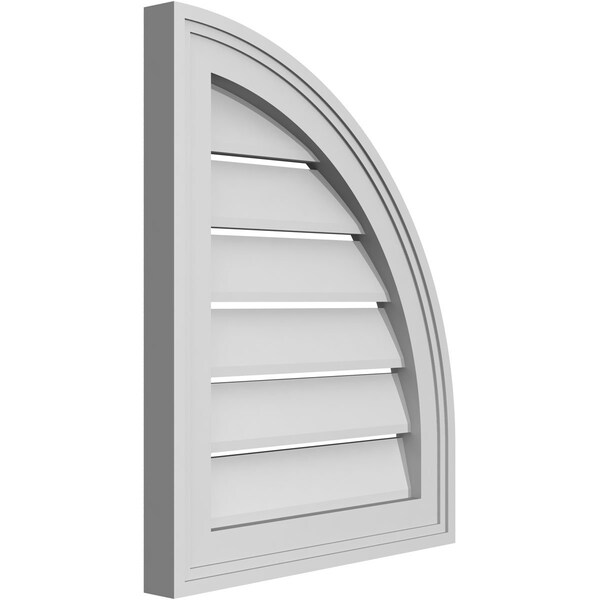 Ekena Millwork Quarter Round Top Right Surface Mount PVC Gable Vent w/ 2"W x 2"P Brickmould Sill Frame, 16"W x 20"H - GVPQR16X2003SF