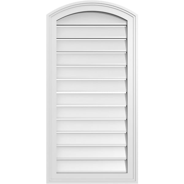 Ekena Millwork Arch Top Surface Mount PVC Gable Vent: Non-Functional, w/2"W x 1-1/2"P Brickmould Frame, 18"W x 34"H - GVPAR18X3402SN