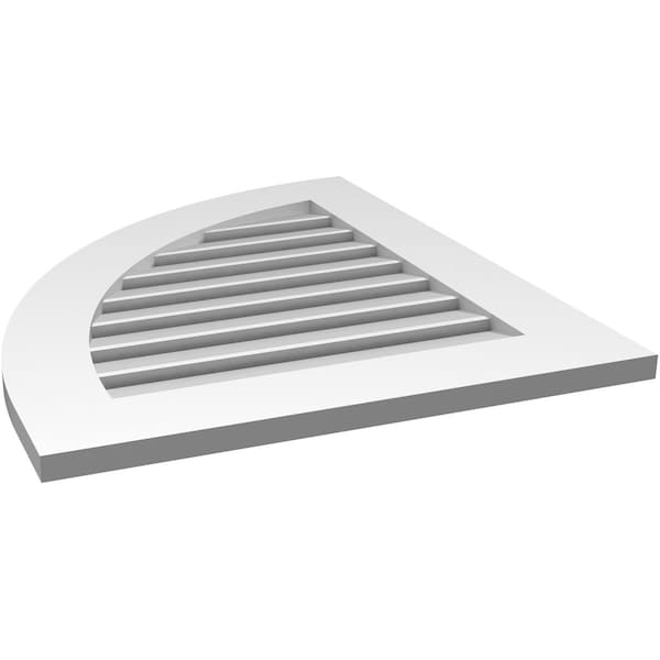Ekena Millwork Quarter Round Top Left Surface Mount PVC Gable Vent w/ 3-1/2"W x 1"P Standard Frame, 24"W x 28"H - GVPQL24X2801SF