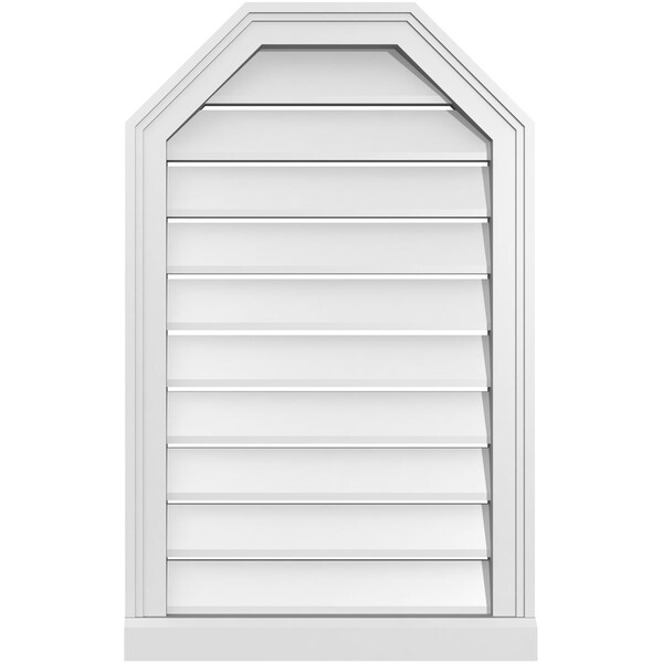 Ekena Millwork Octagonal Top Surface Mount PVC Gable Vent w/ 2"W x 2"P Brickmould Sill Frame, 20"W x 32"H - GVPOT20X3203SF