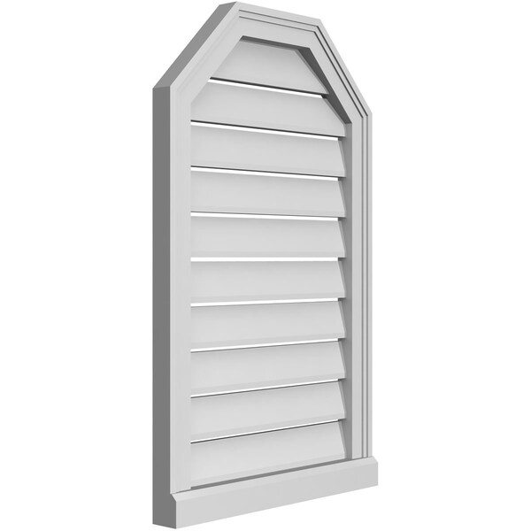 Ekena Millwork Octagonal Top Surface Mount PVC Gable Vent w/ 2"W x 2"P Brickmould Sill Frame, 20"W x 32"H - GVPOT20X3203SF