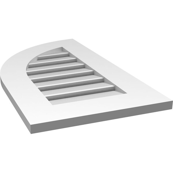 Ekena Millwork Quarter Round Top Left Surface Mount PVC Gable Vent w/ 3-1/2"W x 1"P Standard Frame, 16"W x 28"H - GVPQL16X2801SF