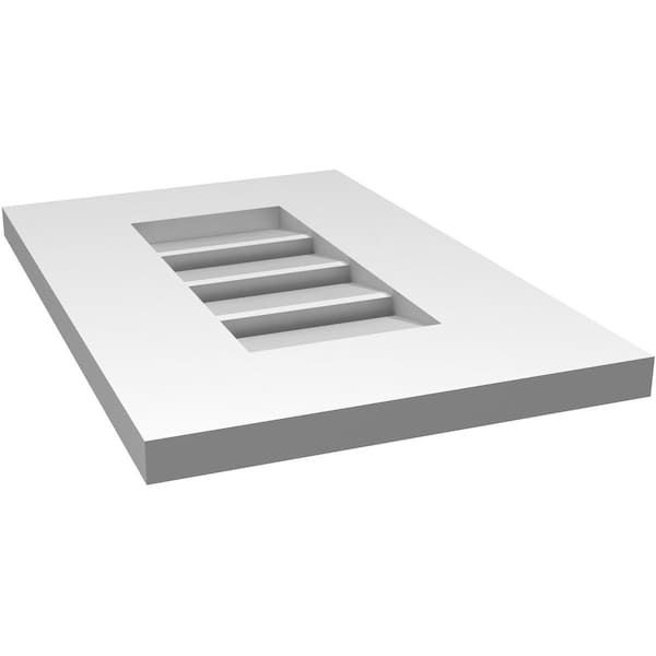 Ekena Millwork Vertical Surface Mount PVC Gable Vent: Functional, w/ 3-1/2"W x 1"P Standard Frame, 12"W x 18"H - GVPVE12X1801SF