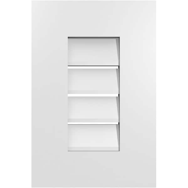 Ekena Millwork Vertical Surface Mount PVC Gable Vent: Functional, w/ 3-1/2"W x 1"P Standard Frame, 12"W x 18"H - GVPVE12X1801SF