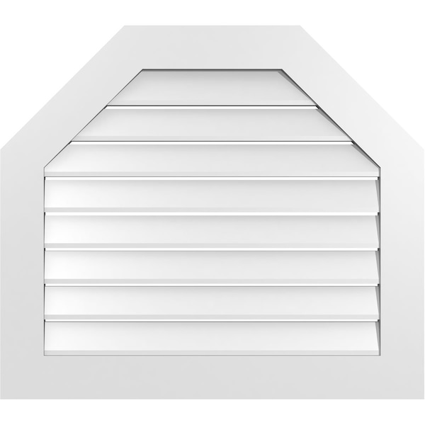 Ekena Millwork Octagonal Top Surface Mount PVC Gable Vent: Functional, w/ 3-1/2"W x 1"P Standard Frame, 34"W x 30"H - GVPOT34X3001SF