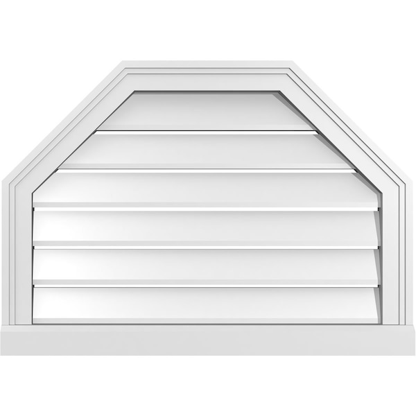 Ekena Millwork Octagonal Top Surface Mount PVC Gable Vent w/ 2"W x 2"P Brickmould Sill Frame, 28"W x 20"H - GVPOT28X2003SF