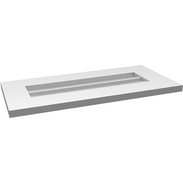 Ekena Millwork Vertical Surface Mount PVC Gable Vent: Non-Functional, w/ 3-1/2"W x 1"P Standard Frame, 26"W x 12"H - GVPVE26X1201SN