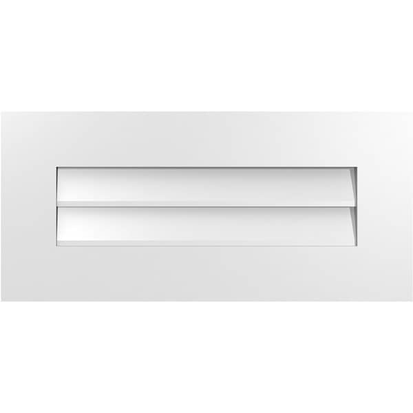Ekena Millwork Vertical Surface Mount PVC Gable Vent: Non-Functional, w/ 3-1/2"W x 1"P Standard Frame, 26"W x 12"H - GVPVE26X1201SN