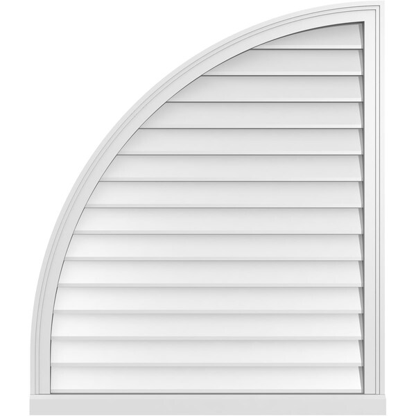 Ekena Millwork Quarter Round Top Left Surface Mount PVC Gable Vent w/ 2"W x 2"P Brickmould Sill Frame, 36"W x 42"H - GVPQL36X4203SN