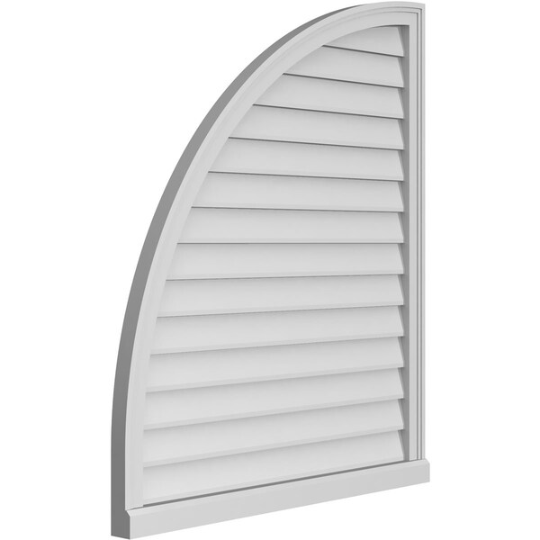 Ekena Millwork Quarter Round Top Left Surface Mount PVC Gable Vent w/ 2"W x 2"P Brickmould Sill Frame, 36"W x 42"H - GVPQL36X4203SN